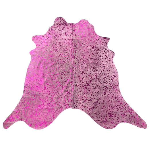 Pink Metallic Cowhide Rug Size: 7x7 feet J-131