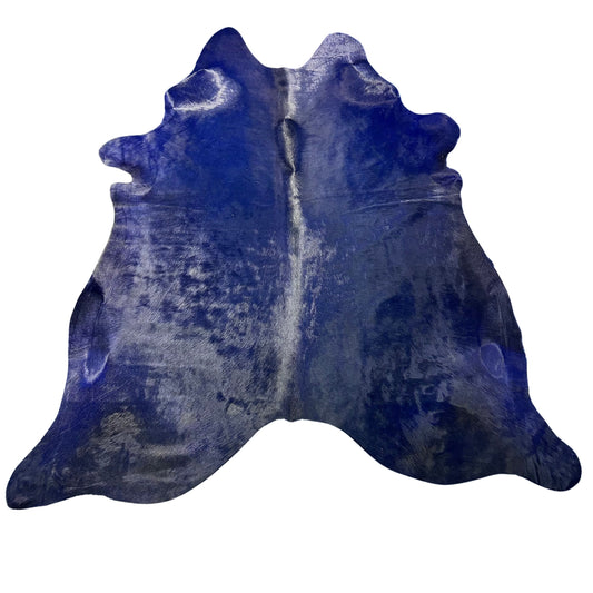 Dyed Dark Blue Cowhide Rug Size: 7x6.5 feet J-147