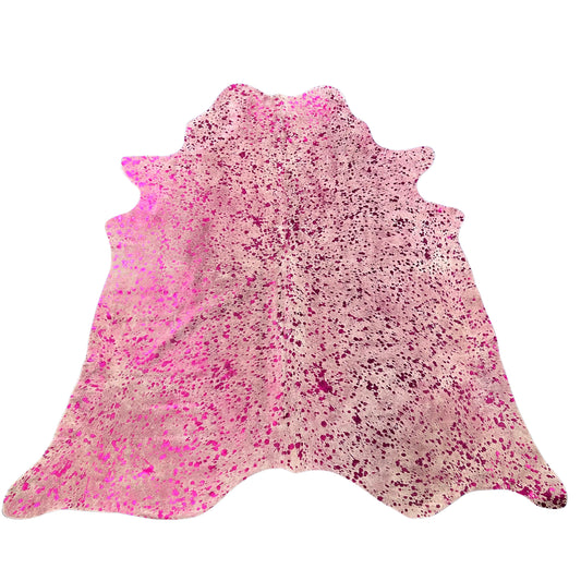 Pink Metallic Cowhide Rug Size: 7x7 feet J-150