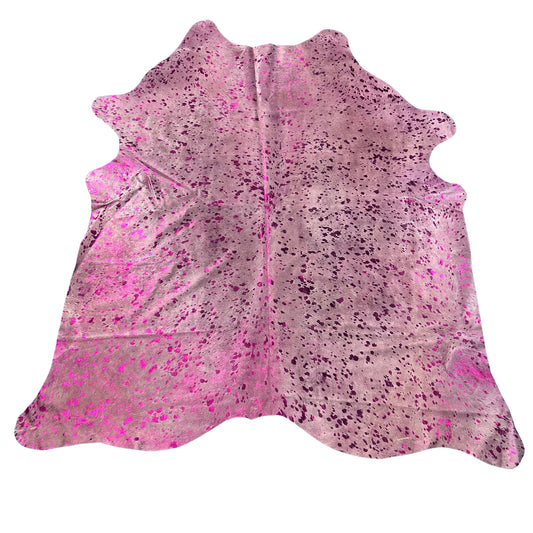 Pink Metallic Cowhide Rug Size: 7.5x6.5 feet L-004