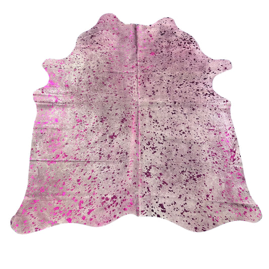 Pink Metallic Cowhide Rug Size: 7x6 feet L-005