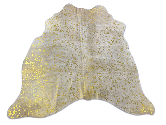 Gold Metallic Cowhide Rug Size: 5x5 feet M-1637