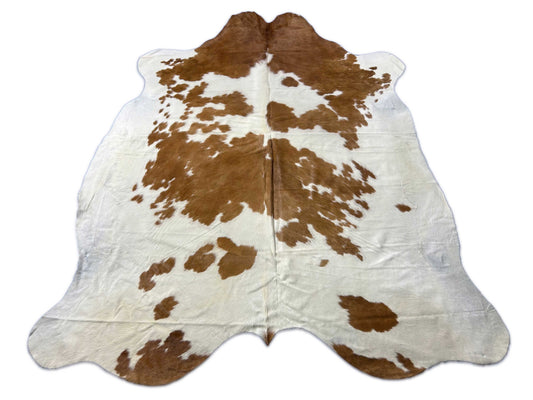 Brown & White Cowhide Rug (lighter brown) Size: 7.5x6.5 feet M-1647
