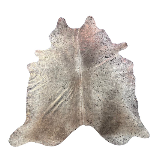 Bronze Metallic Acid Washed Grey Cowhide Rug Size: 8x6.5 feet X-018