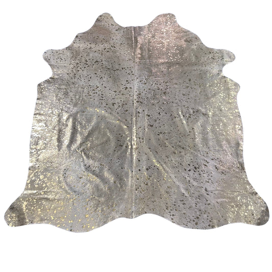 Gold Metallic Cowhide Rug Size: 7x6.5 feet Y-008