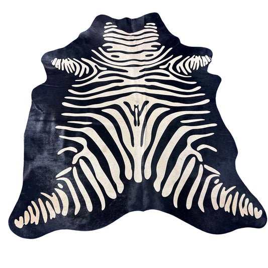 Reverse Zebra Cowhide Rug Size: 6x6 feet Y-099