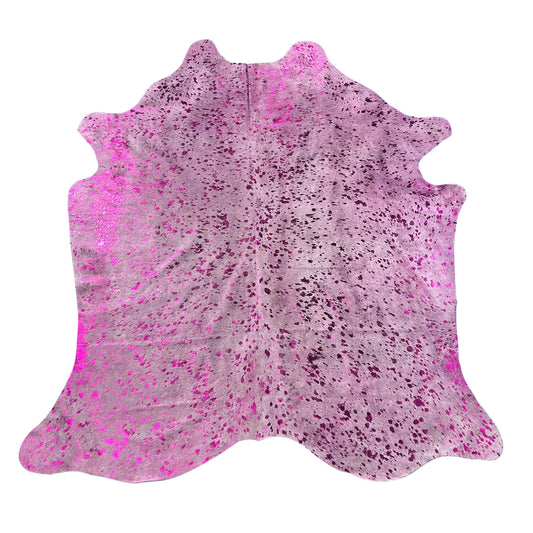 Pink Metallic Cowhide Rug Size: 7.5x6 feet Y-103
