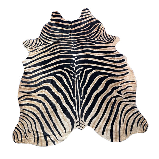 Dark Genuine Zebra Cowhide Rug Size: 7.2x6 feet Y-107