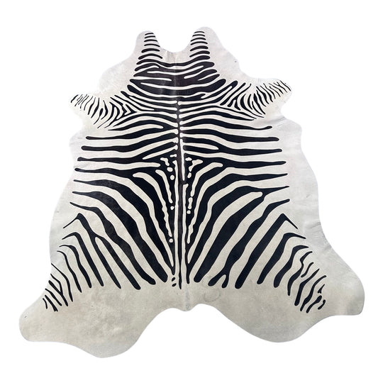 African Zebra Printed Cowhide Rug Size: 7x6 feet Y-114