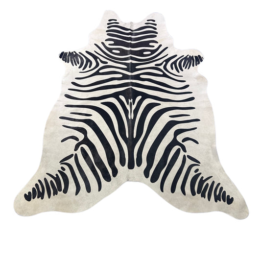 Zebra Print Cowhide Rug Size: 6.5x6 feet Y-115