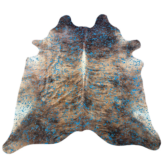 Turquoise Acid Washed Brindle Cowhide Rug Size: 7.7x7 feet Y-116