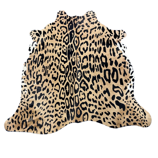Light Jaguar Cowhide Rug (2 patches) Size: 6.7x6 feet Y-129