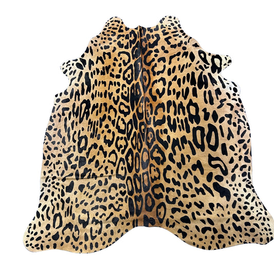 Jaguar Printed Cowhide Rug (some blury lines) Size: 7.5x6 feet Y-174