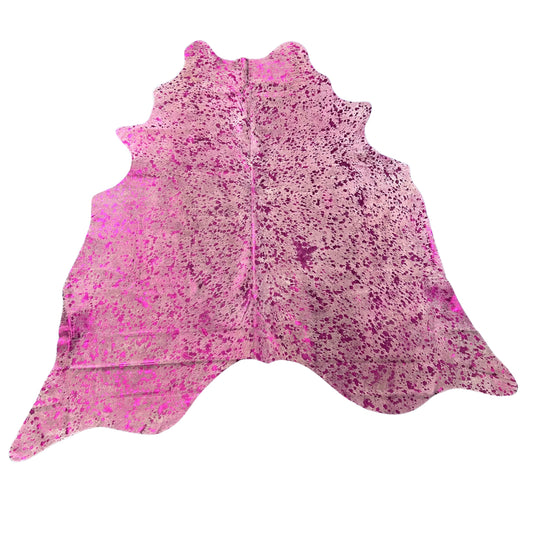 Pink Metallic Acid Washed Cowhide Rug Size: 7x7 feet Y-178