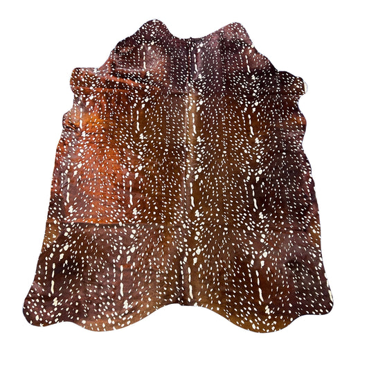 Axis Deer Print (Dark background) Cowhide Rug Size: 7.5x5.7 feet Y-181