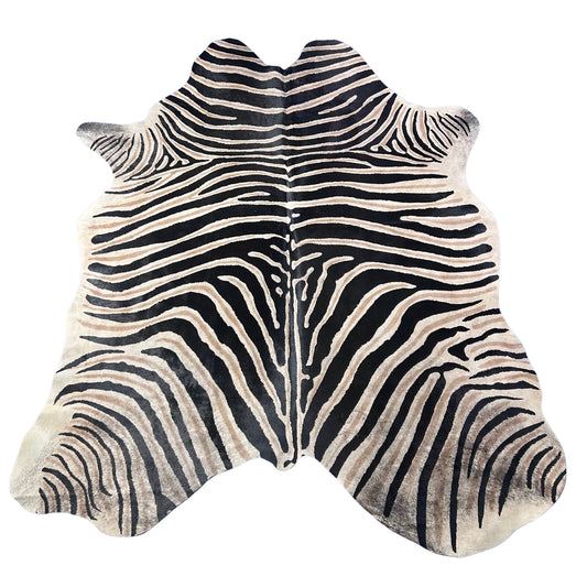 Dark Genuine Zebra Cowhide Rug Size: 7.2x6 feet Z-014
