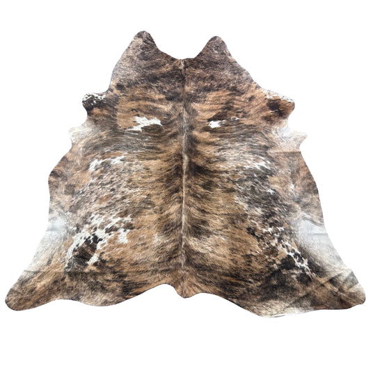 Tricolor Brindle Cowhide Rug (longish hair) Size: 6.5x6.5 feet Z-053