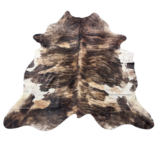 Tricolor Brindle Cowhide Rug Size: 7x6.5 feet Z-055