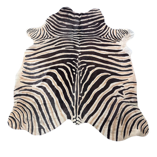 Genuine Zebra Print Cowhide Rug Size: 7x5.5 feet Z-062