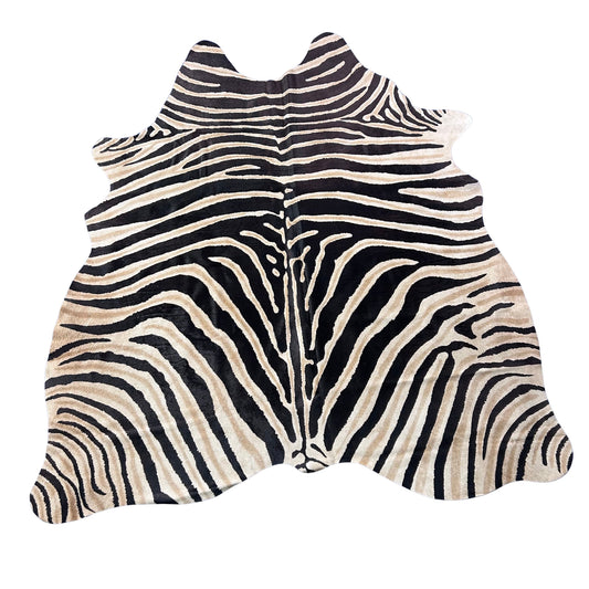 Genuine Zebra Print Cowhide Rug Size: 6x5.5 feet Z-076