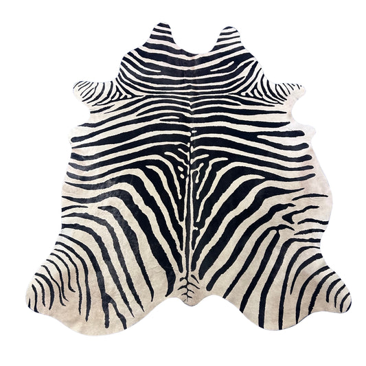 Genuine Zebra Print Cowhide Rug Size: 7.5x6 feet Z-084