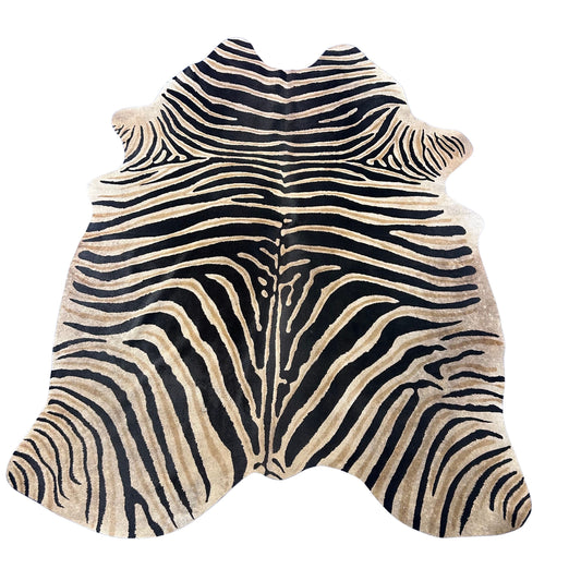 Genuine Zebra Print Cowhide Rug (dark brown inner stripes) Size: 7.2x6 feet Z-086