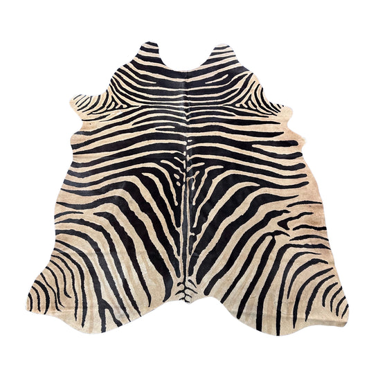Genuine Zebra Print Cowhide Rug (a few scratches) Size: 7.2x6 feet Z-095