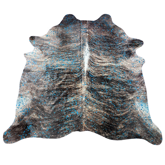 Turquoise Acid Washed Cowhide Rug Size: 8x7.5 feet Z-096
