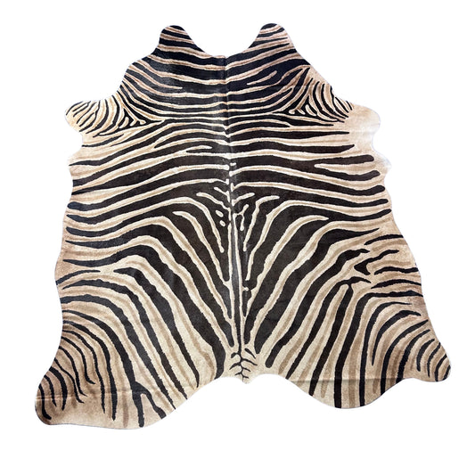 Genuine Zebra Print Cowhide Rug Size: 7.2x6 feet Z-098