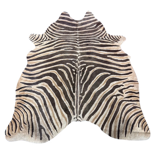 Genuine Zebra Print Cowhide Rug (faded look) Size: 7x6 feet Z-100