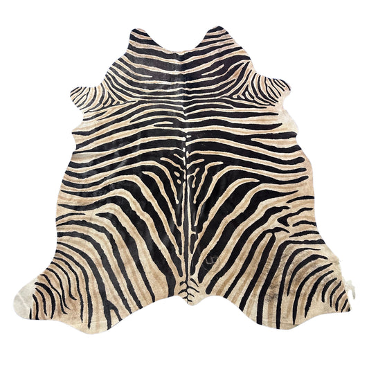 Genuine Zebra Cowhide Rug (multiple scars) Size: 7.2x6.2 feet Z-119