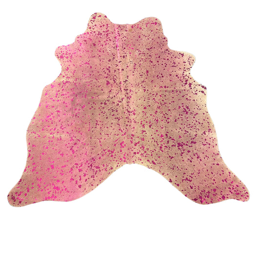 Pink Metallic Cowhide Rug Size: 5.5x5.5 feet Z-139