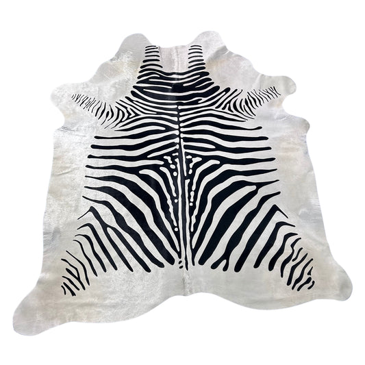 African Zebra Cowhide Rug Size: 7x6.2 feet Z-140