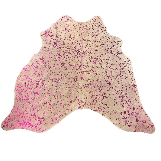 Pink Metallic Cowhide Rug Size: 5.2x5.2 feet Z-141