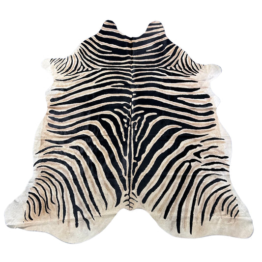 Genuine Zebra Cowhide Rug (double tone stripes) Size: 7.5x6.5 feet Z-147
