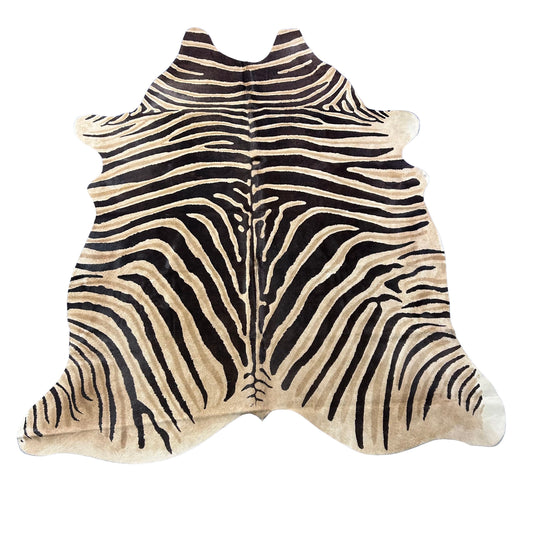Genuine Zebra Cowhide Rug (brown inner stripes) Size: 7x6 feet Z-148