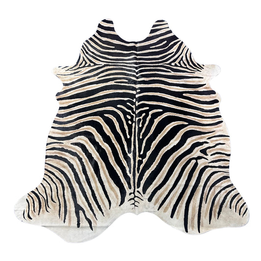 Genuine Zebra Cowhide Rug (lighter inner stripes) Size: 7x6 feet Z-159