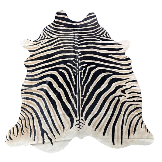 Genuine Zebra Cowhide Rug (lighter inner stripes) Size: 7x6 feet Z-175