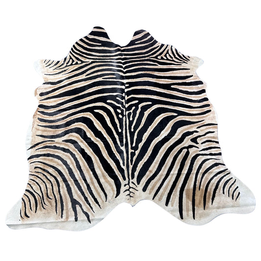Genuine Zebra Cowhide Rug (Medium Dark inner stripes) Size: 7x6.5 feet Z-177