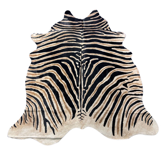 Genuine Zebra Cowhide Rug (Dark inner stripes) Size: 7x6 feet Z-181