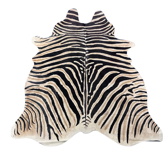 Genuine Zebra Cowhide Rug (2 patches) Size: 7x6 feet Z-198