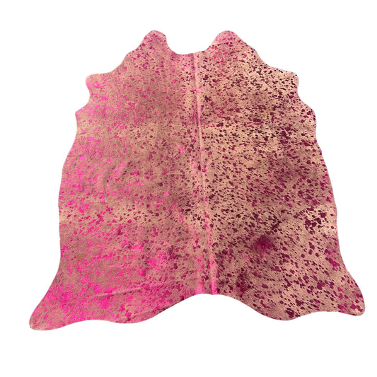 Pink Metallic Acid Washed Cowhide Rug Size: 5.2x4.7 feet Z-250