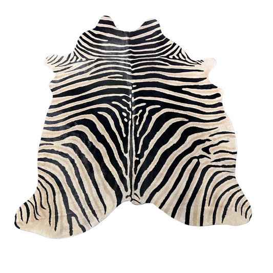 Light Genuine Zebra Cowhide Rug (some stretch marks) Size: 7x5.5 feet Z-257
