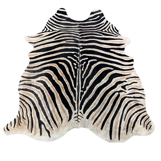 Genuine Zebra Print Cowhide Rug Size: 7x6 feet Z-289