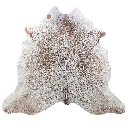 Salt & Pepper Brown and White Cowhide Rug (a bit of a hump) Size: 7x6 feet Z-291