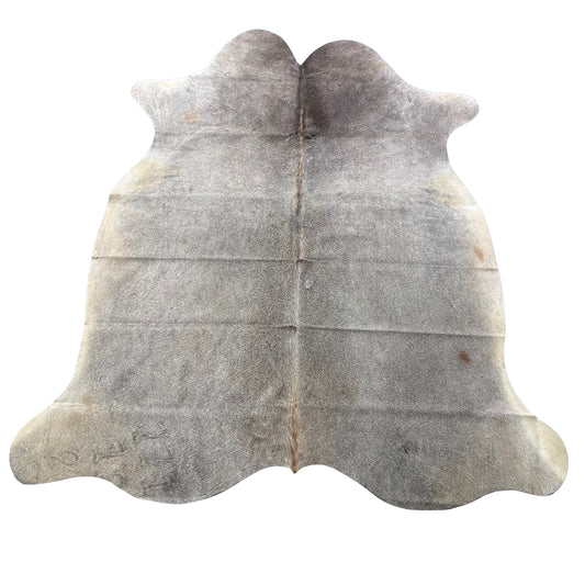 Natural Grey Cowhide Rug (fire brands + some beige spots) Size: 7x6 feet Z-294