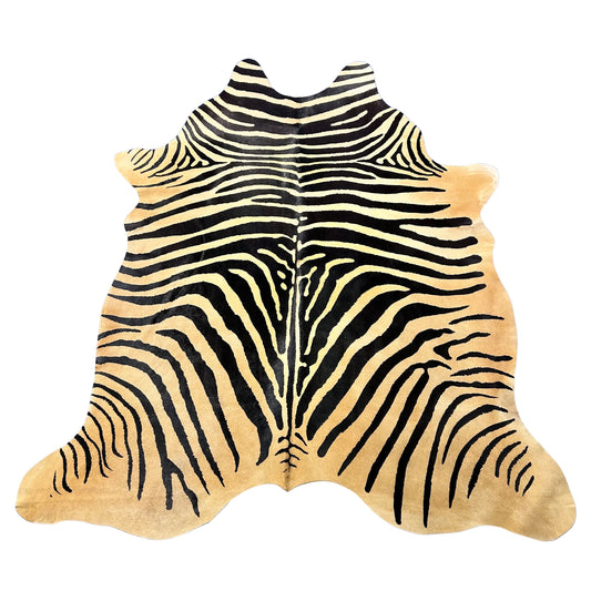 Genuine Zebra Print (beige background) Size: 7.2x6.5 feet Z-345