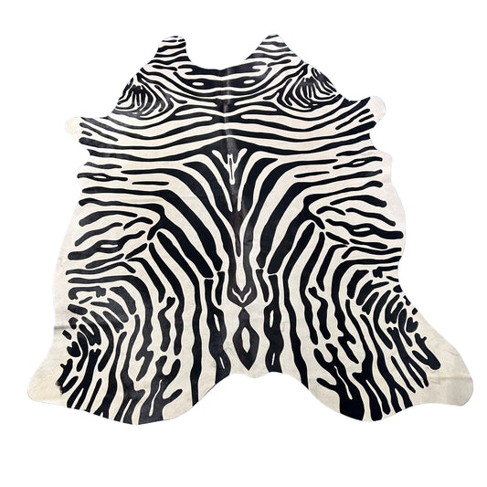 Upholstery Zebra Cowhide Rug (2 blurry spots) Size: 7.5x6.5 feet Z-379