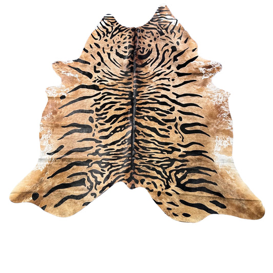 Java Tiger Cowhide Rug Light Brindle Size: 8x7 feet Z-388