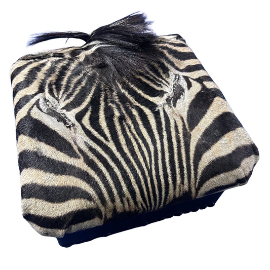 Real Zebra Skin Ottoman Cube 9 H X 13 X 13" Zebra Skin Hair-on Foot Stool